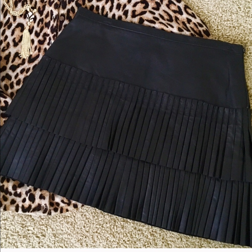 BCBGMAXAZRIA Pleated leather skirt